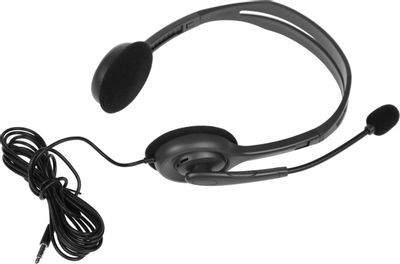Гарнитура Logitech H111,  для контактных центров, накладные,  проводные, серый  [981-000594]