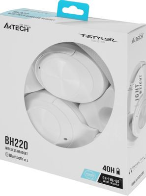 Наушники A4TECH Fstyler BH220, Bluetooth, мониторные, белый [bh220 white]