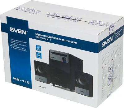 Колонки Sven MS-110,  2.1,  черный [sv-014056]
