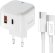 Сетевое зарядное устройство PERO TC10,  USB-A + Type-C,  USB-C,  20Вт,  3.1A,  белый [тс10ccwh]