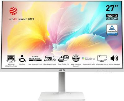 27" Монитор MSI Modern MD272QXPW,  2560x1440,  IPS,  100Гц,  1хHDMI,  1хDP,  1хType-С, белый [9s6-3pb19h-225]
