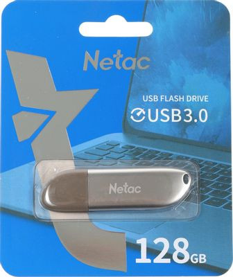 Флешка USB NETAC U352 128ГБ, USB3.0, серебристый [nt03u352n-128g-30pn]