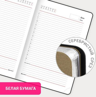 Ежедневник BRAUBERG Metallic недатированный,  A5,  136лист.,  белые страницы,  бежевый
