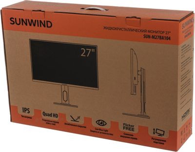 27" Монитор SunWind SUN-M27BA104, 2560x1440, IPS, 75Гц, 2хHDMI, 1хDP, черный 27" Монитор SunWind SUN-M27BA104, 2560x1440, IPS, 75Гц, 2хHDMI, 1хDP, черный