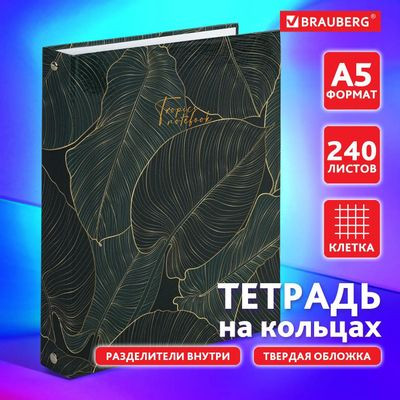 Тетрадь на кольцах BRAUBERG клетка,  240л. [404099]