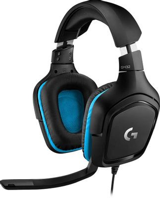 Гарнитура Logitech G432,  для компьютера и игровых консолей, мониторные,  проводные, черный  / синий [981-000770]