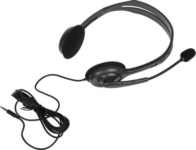 Гарнитура Logitech H111,  для контактных центров, накладные,  проводные, серый [981-000588]