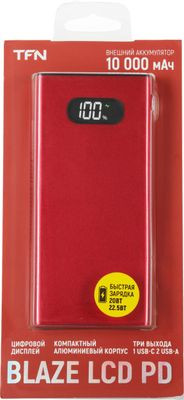 Внешний аккумулятор (Power Bank) TFN Blaze,  10000мAч,  красный [tfn-pb-268-rd]