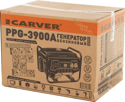 Бензиновый генератор CARVER PPG-3900А, 220/12 В, 3.2кВт [01.020.00012]