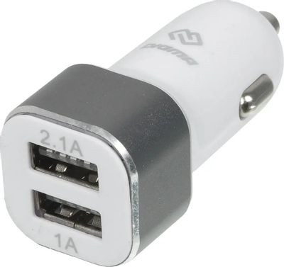 Автомобильное зарядное устройство Digma DGCC-2U-3A-WG,  2xUSB,  15Вт,  2.1A,  белый
