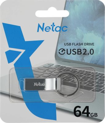 Флешка USB NETAC U275 64ГБ, USB2.0, серебристый [nt03u275n-064g-20sl]