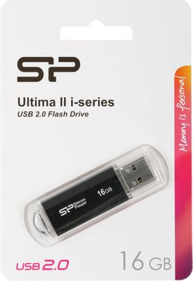 Флешка USB Silicon Power Ultima II-I Series 16ГБ, USB2.0, черный [sp016gbuf2m01v1k]