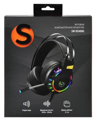 Гарнитура игровая SunWind SW-HS400G,  для компьютера и игровых консолей, мониторные,  проводные, черный  [1422132]