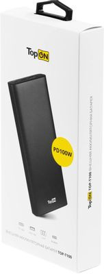 Внешний аккумулятор (Power Bank) TOPON TOP-T100,  26800мAч,  черный [103270]