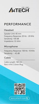 Гарнитура A4TECH Fstyler FH100i,  для компьютера, накладные,  проводные, черный  [fh100i (stone black)]