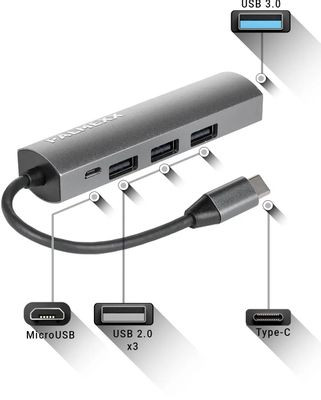 Хаб (разветвитель) PALMEXX PX/HUB-077, серый