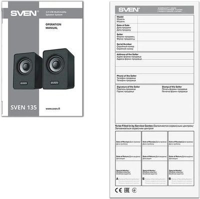 Колонки Sven 135,  2.0,  черный [sv-020231]