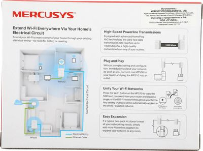 Адаптер Powerline MERCUSYS MP510 KIT Gigabit Ethernet,  2 шт.