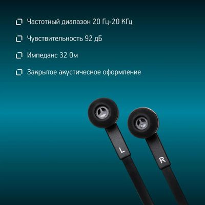 Наушники Oklick HS-S-220, 3.5 мм, внутриканальные, черный [d2b]