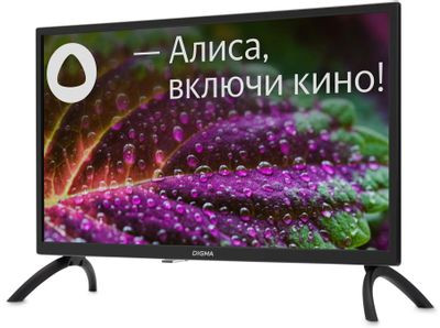 24" Телевизор Digma DM-LED24SBB31, HD, черный, СМАРТ ТВ, YaOS