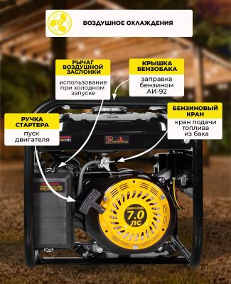 Бензиновый генератор Huter DY4000L, 220 В, 3.3кВт [64/1/21]