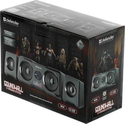 Колонки Defender Soundwall,  2.1,  черный [65214]