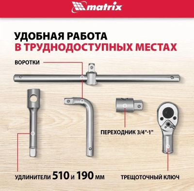 Набор инструментов MATRIX 13539,  26 предметов