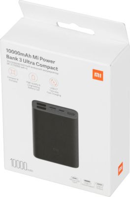 Внешний аккумулятор (Power Bank) Xiaomi Mi Power Bank 3 Ultra Compact,  10000мAч,  черный [bhr4412gl]