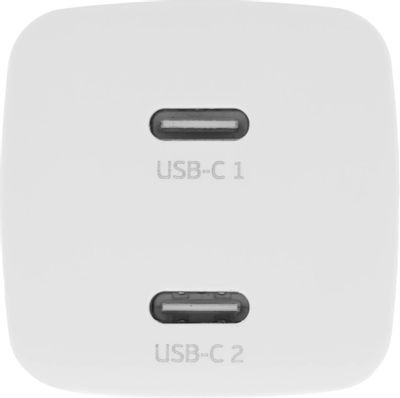 Сетевое зарядное устройство Deppa 2xUSB type-C,  65Вт,  3.25A,  белый [11445]