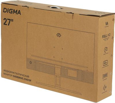 27" Монитор Digma Overdrive 27A510F,  1920x1080,  VA,  165Гц,  2хHDMI,  1хDP,  изогнутый, черный [dm27vg01]