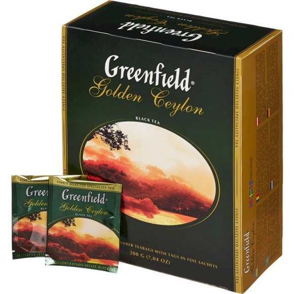 Чай черный Greenfield Golden Ceylon 100 пакетиков упаковке
