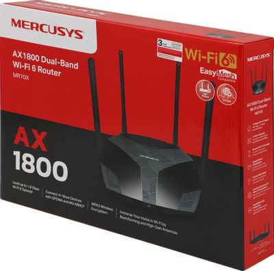 Wi-Fi роутер MERCUSYS MR70X,  AX1800,  черный
