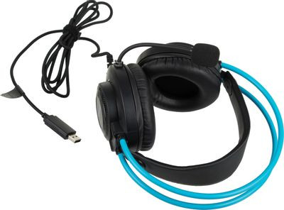 Гарнитура A4TECH Fstyler FH200U,  для компьютера, накладные,  проводные, серый  / синий [fh200u blue]