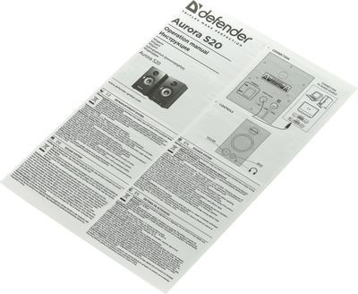 Колонки Defender Aurora S20,  2.0,  черный [65419]
