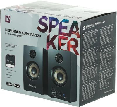 Колонки Defender Aurora S20,  2.0,  черный [65419]