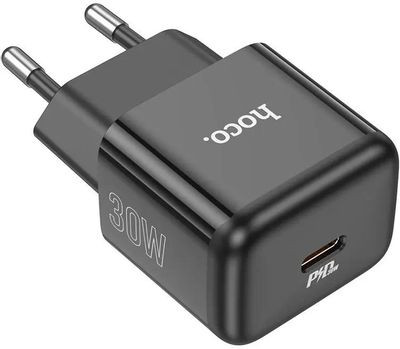 Сетевое зарядное устройство Hoco N32 Glory Black,  USB type-C,  30Вт,  3A,  черный