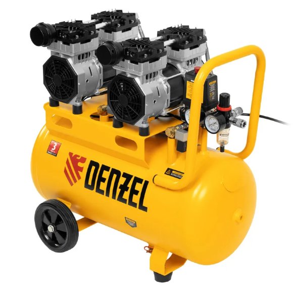 Компрессор безмасляный, малошумный DLS 1500/50, 1500 ВТ, 2x750, 50 л, 260 л/мин// Denzel Компрессор безмасляный, малошумный DLS 1500/50, 1500 ВТ, 2x750, 50 л, 260 л/мин// Denzel