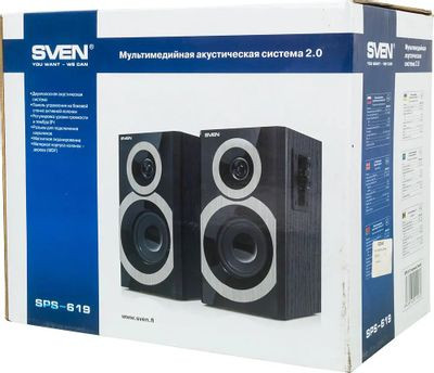 Колонки Sven SPS-619,  2.0,  черный [sv-011277]