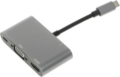Хаб (разветвитель) PALMEXX серебристый [px/hub usbc-hdmi-vga-usbc]