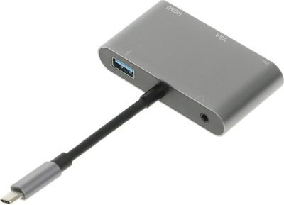 Хаб (разветвитель) PALMEXX серебристый [px/hub usbc-hdmi-vga-usbc]