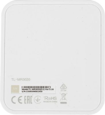 Wi-Fi роутер TP-LINK TL-MR3020, N300, белый Wi-Fi роутер TP-LINK TL-MR3020, N300, белый