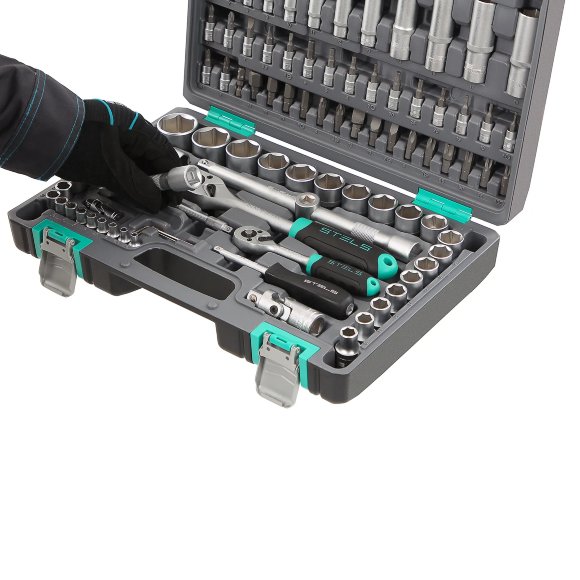 Набор инструментов, 1/2", 1/4", CrV, пластиковый кейс 94 предмета Stels