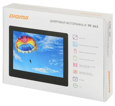 Цифровая фоторамка Digma PF-843 IPS,  8", черный [pf843bk]