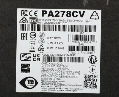 27" Монитор ASUS ProArt PA278CV,  2560x1440,  IPS,  75Гц,  1хHDMI,  2хDP,  1хType-С, черный и серебристый [90lm06q1-b02370(b01370)]