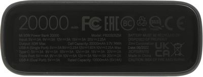 Внешний аккумулятор (Power Bank) Xiaomi Mi Power Bank 3,  20000мAч,  черный [bhr5121gl]