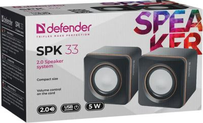 Колонки Defender SPK 33,  2.0,  черный/ оранжевый [65633]