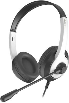 Гарнитура A4TECH Fstyler FH100U,  для компьютера, накладные,  проводные, белый  / черный [fh100u (panda)]