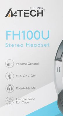 Гарнитура A4TECH Fstyler FH100U,  для компьютера, накладные,  проводные, белый  / черный [fh100u (panda)]