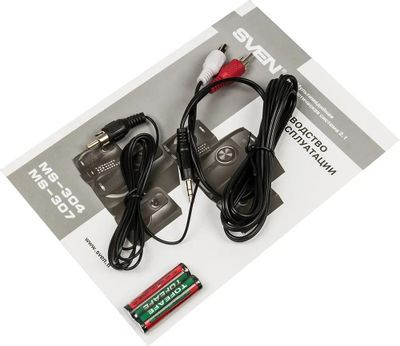 Колонки Bluetooth Sven MS-304,  2.1,  черный/ красный [sv-015602]