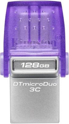 Флешка USB Kingston DataTraveler microDuo 3C 128ГБ, USB3.0, фиолетовый [dtduo3cg3/128gb]